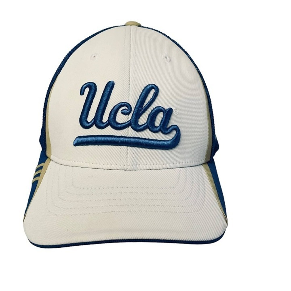 Adidas UCLA Bruins Trucker Hat Mens OSFA Blue White Mesh Script Logo Cap
